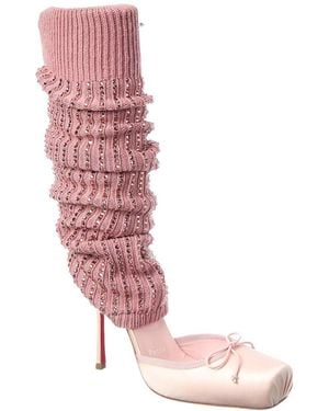 Christian Louboutin Cassia Annmac Satin & Mesh Boot - Pink