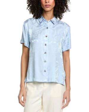 KARL LAGERFELD Short Sleeve Jacquard Shirt - Blue