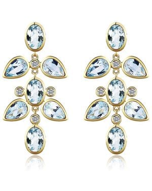 Nina Zhou Jewelry 14K 6.02 Ct. Tw. Diamond & Aquamarine Drop Earrings - Metallic