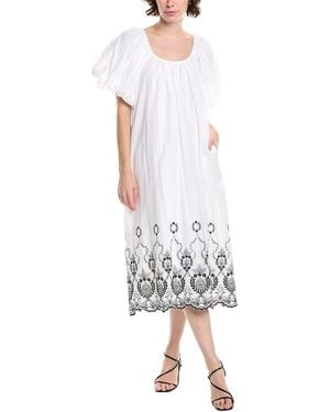 Endless Rose Embroidery Midi Dress - White