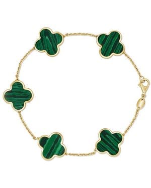 Italian Gold 14k Malachite Stackable Bracelet - Green