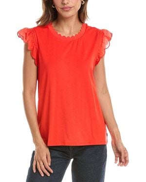 KARL LAGERFELD Solid Ruffle Top - Red