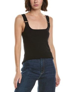 Tahari Double Square Neck Rib Tank - Black
