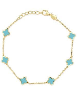 Italian Gold 14K Station Chain Bracelet - Metallic