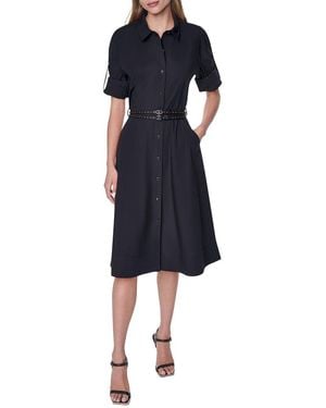 DKNY Roll Tab Button-Down Dress - Blue