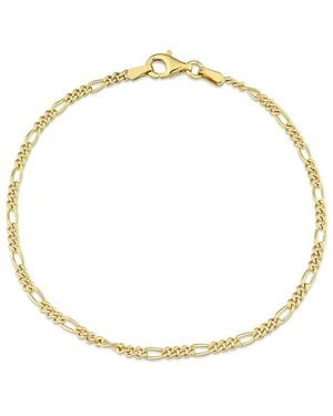 Italian Silver 18K Over Figaro Chain Bracelet - Metallic