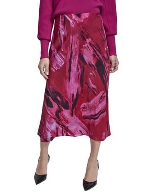 DKNY Printed Bias Skirt - Red