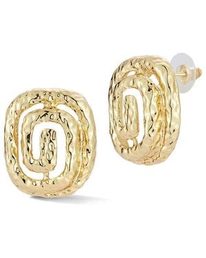Glaze Jewelry Plated Hammered Swirl Stud Earrings - Metallic