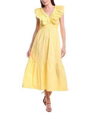 Adrianna Papell Smocked Waist Midi Dress - Yellow