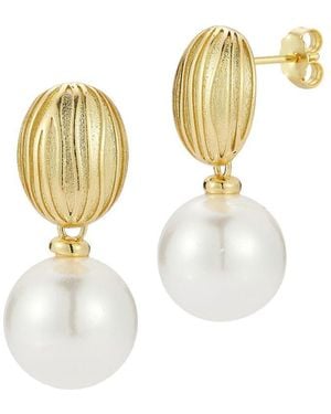 Glaze Jewelry Plated 12Mm Pearl Earrings - Metallic