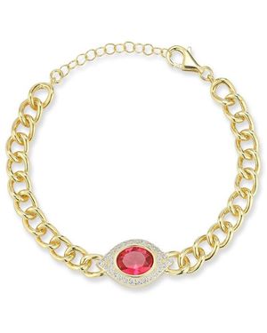 Chloe and Madison 14k Over Silver Cz Chunky Evil Eye Bracelet - Metallic