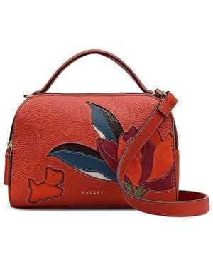 Radley Nature Blooms Small Ziptop Leather Crossbody - Red