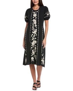 Johnny Was Seamed Knit Midi Dress - Black