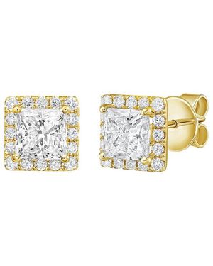 Diana M. Jewels 14K 8.00 Ct. Tw. Lab-Grown Diamond Halo Earrings - Metallic
