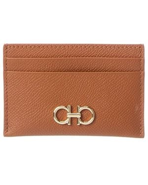 Ferragamo Gancini Leather Card Holder - Brown