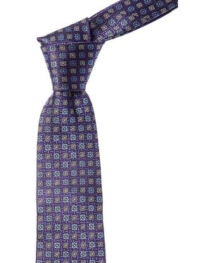 Canali Floral Squares Silk Tie - Purple