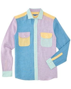 J.McLaughlin Fun Linen Woven Shirt - Blue