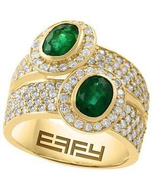 Effy Fine Jewelry 14K 3.08 Ct. Tw. Diamond & Emerald Ring - Metallic