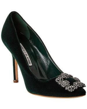 Manolo Blahnik Hangisi 105 Velvet Pump - Black