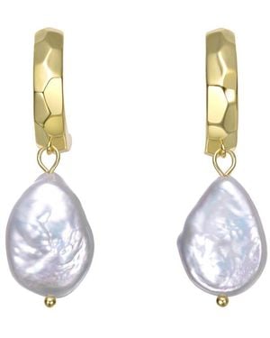 Genevive Jewelry 14K Pearl Dangle Earrings - Metallic