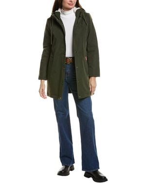 HUNTER Billie Canvas Mid Length Hooded Rain Jacket - Black