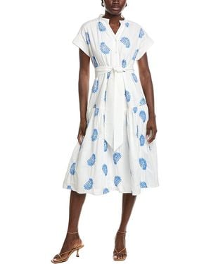 Gracia Floral Belted Midi Dress - Blue