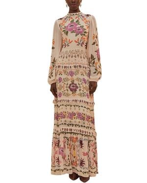 FARM Rio Winter Garden Cream Ruffled Maxi Dress - Natural