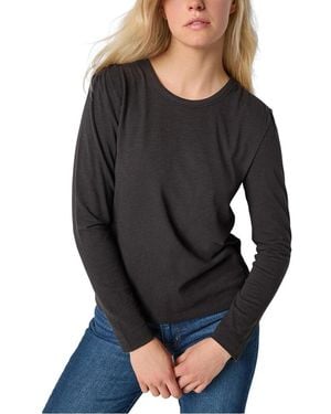 Lilla P Shirred Shoulder Crewneck Top - Black