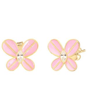 Gabi Rielle 14k Over Silver Cz Butterfly Earrings - Pink
