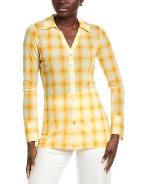 Rebecca Taylor Ombre Plaid Mesh Button Down Shirt - Yellow