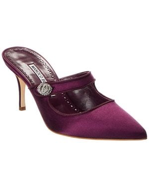 Manolo Blahnik Camparimu Jewel 70 Satin Mule - Purple