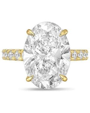 Diana M. Jewels Diana M. 18K 11.00 Ct. Tw. Lab-Grown Diamond Pavé Solitaire Ring - White