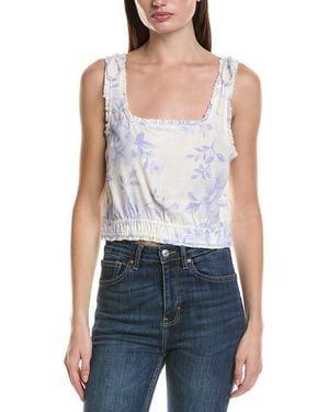 Saltwater Luxe Linen-Blend Floral Tank Top - Blue