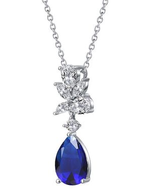Rachel Glauber Diamond Cz Chain Necklace - Blue