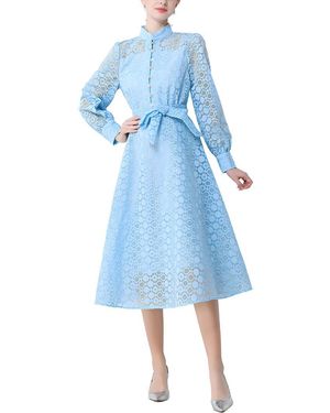 knee length dresses for ladies Florida Midi Dress in Mini Navy Polka Dot main image 1
