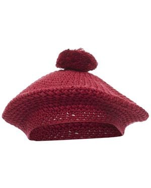 Gucci Cotton Pom Pom Knit Beret Hat (Authentic Pre-Loved) - Red