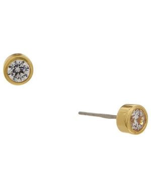 Electric Picks 14K Plated Cz Perfect Bezel Stud Earrings - Metallic