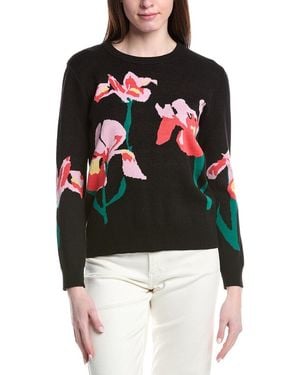 Tahari Flower Jacquard Top - Red
