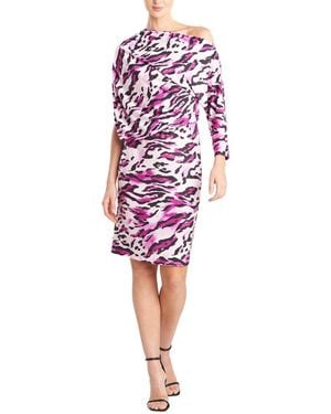 Natori Lynx Asymmetrical Drape Dress - Red