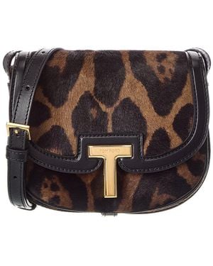 Tom Ford Mini Haircalf & Leather Shoulder Bag - Black