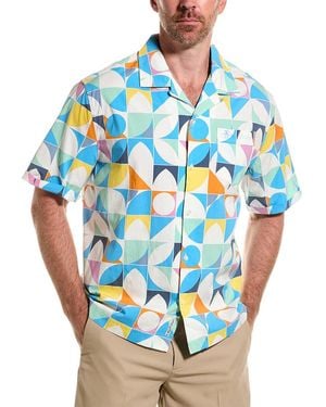 Original Penguin Geo Woven Camp Shirt - Blue