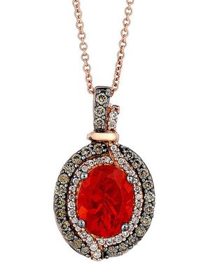 Le Vian Le Vian Neon Tangerine Fire Opal 14k Rose Gold 1.39 Ct. Tw. Diamond & Fire Opal Pendant Necklace - Red