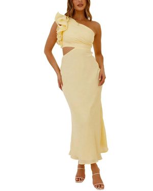 LEON GORI One-Shoulder Midi Dress - Yellow