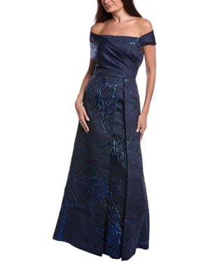 Teri Jon Jacquard Gown - Blue