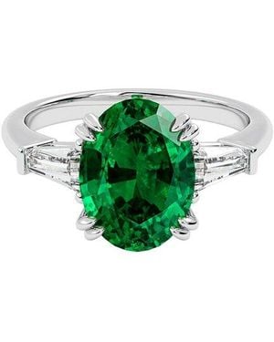 VOWE 14k 3.40 Ct. Tw. Lab-grown Diamond & Lab-grown Emerald Ring - Green