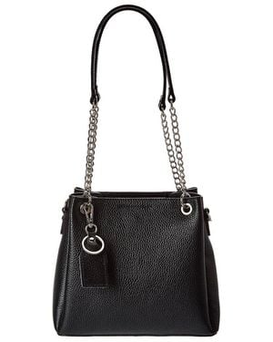 Italian Leather Top Handle Tote - Black