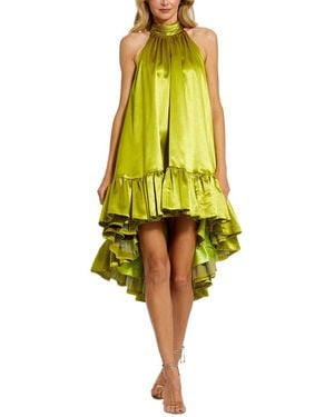 Mac Duggal High Neck Satin Mini Dress - Yellow