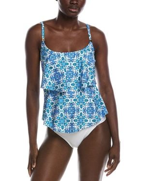 24th & Ocean Beachside Tile Tankini Top - Blue