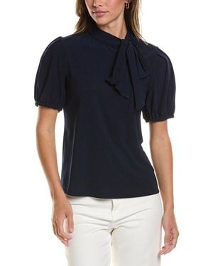 Cece Tie Neck Bow Knit Top - Blue