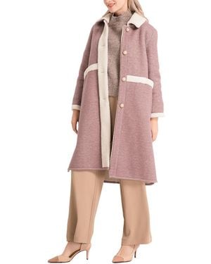 MALABO Multi Button Long Wool-Blend Coat - Pink